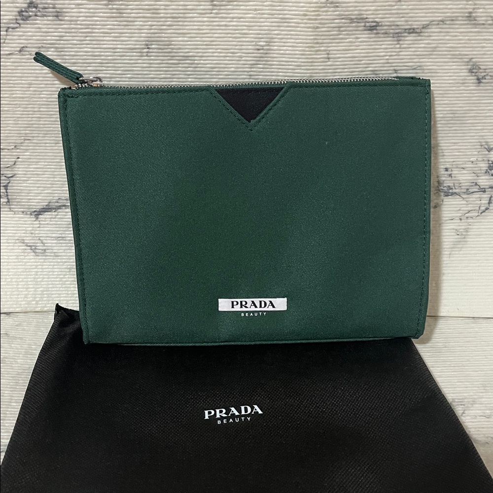 Prada Beauty Forest Green Cosmetics Pouch - Picture 2 of 11
